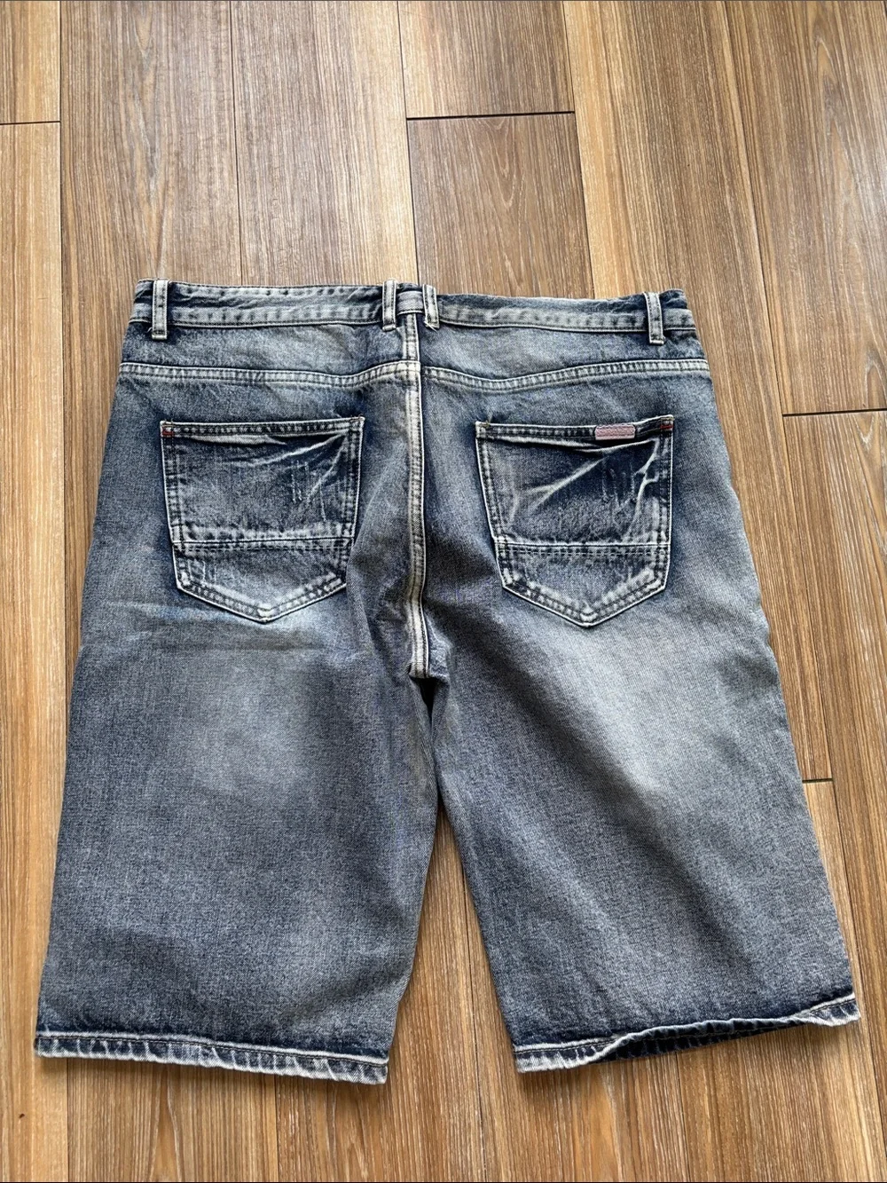 Amazon Men's Ripped Denim Shorts in Dark Blue and Light Blue Wash
